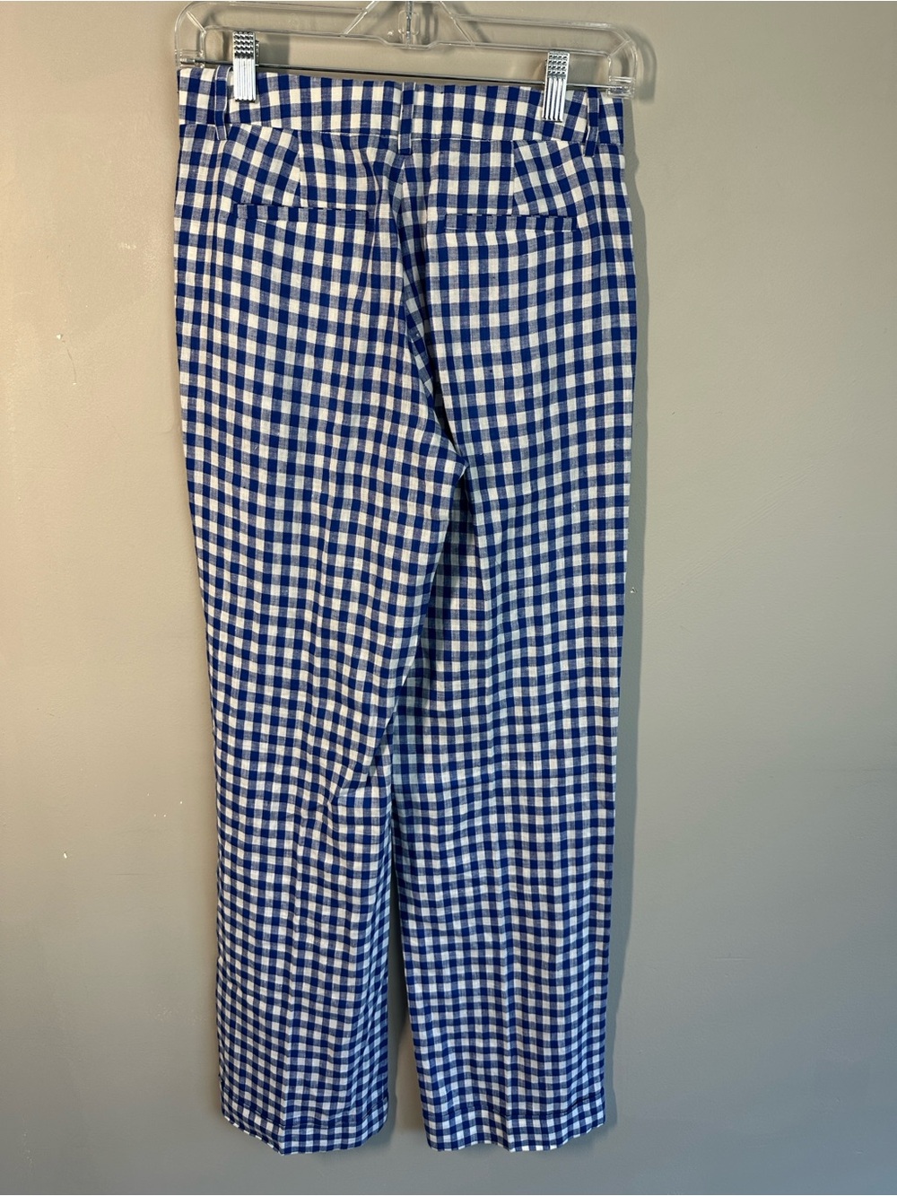 J. Crew Blue And White Linen Gingham Pants Trousers Slacks Size 00 - Picture 4 of 16